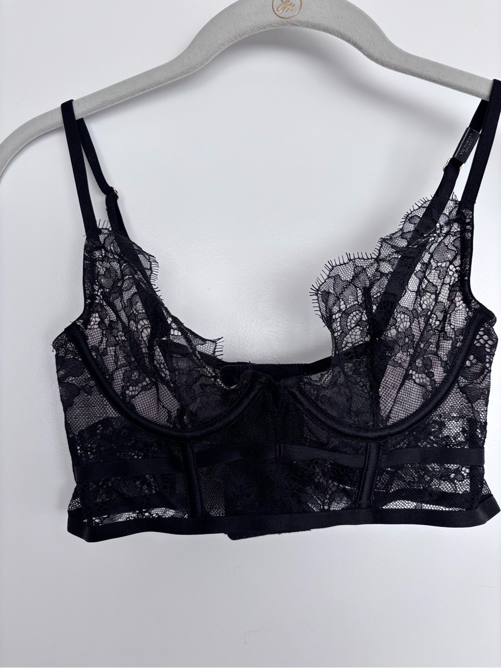 Victoria's Secret Lace Mini Bustier Corset Bra Black 34A